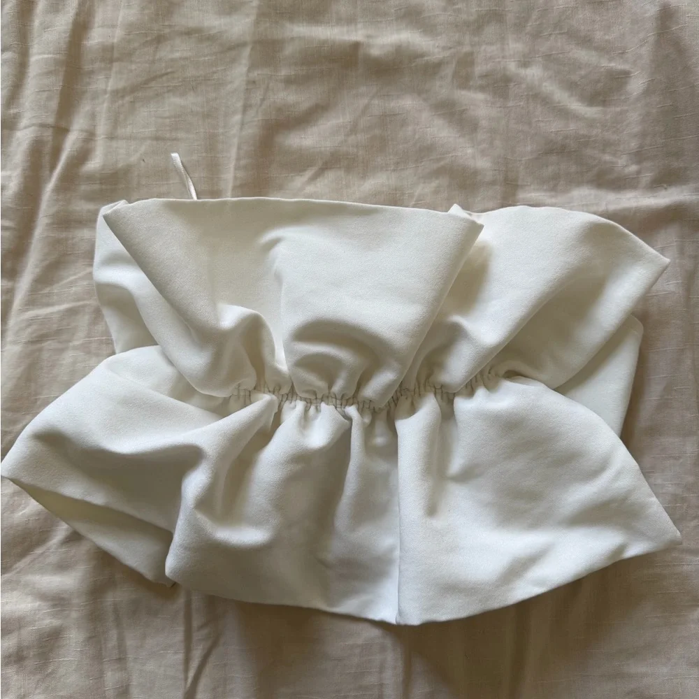 Zara White Strapless Peplum Blouse - Picture 3 of 6